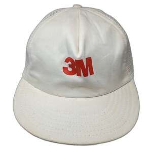 3M Trucker Hat White Mesh Back Snapback Made in USA 5 Panel Foam Logo Vintage